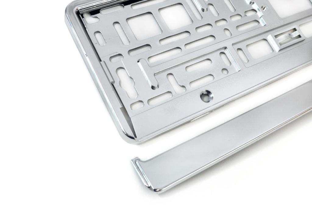 License plate frame, silver metallic, AMIO-01170