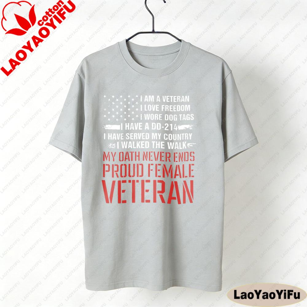 Proud FeUnisex Veteran Shirt Veteran Day Tshirt 4th of July Gift Veteran Women Tee Oversized Tees Oneck Pattern Clothes Tops