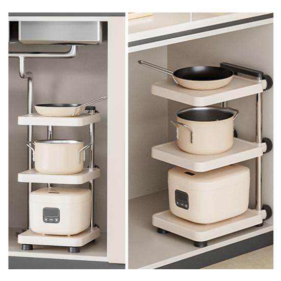 Yousheng Кухонная Стойка для Хранения Высокая Нагрузочная Способность Регулируемая Конструкция Многофункциональная Многоярусная Стойка для Хранения Кастрюль Органайзер для Сковород и Посуды