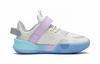 Li Ning Low top Performance Basketball Shoes White Blue Purple Children Aged 3 7 Years Old YKNS066-1