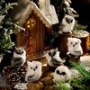 1Pc Figurines New Year Miniatures Table Decorations Plush Mini Simulation Ornaments Artificial Owl Fake Animal