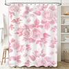 Розовая Цветочная Занавеска для Душа Мягкая Водонепроницаемая Ткань для Декора Ванной Комнаты Доступна в Различных Размерах