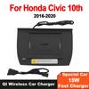 15 Вт QI беспроводная зарядка для телефона зарядное устройство быстрая зарядная панель панель ящик для хранения для Honda Civic 10Th MK10 2016-2020