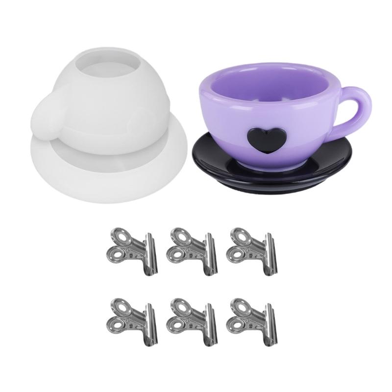 Silicone Teacup Candle Holder Mold Handmade Tray Moulds Silicone Texture Suitable for Craft and Handmade Decorations