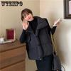 Черный утолщенный теплый жилет, женский пуховый хлопковый пальто, кардиган на молнии, повседневный свободный воротник-стойка, Harajuku, офисная леди, новая мода
