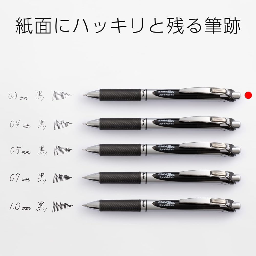 Pentel EnerGel Gel Ink Ballpoint Pen 0.3mm Silver Barrel Black Ink