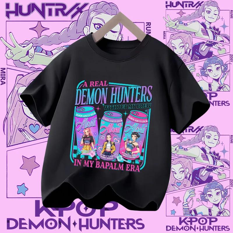Kpop Demon Hunters Parent Child Halloween Kpop Demon Hunters TShirt Harajuku Casual Fashion Polyester Kid's Tshirt Cosplay Clothing