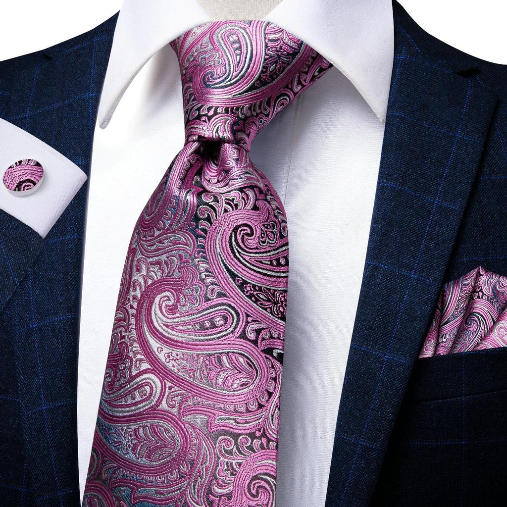 Hi-Tie Новая мода мужской галстук бизнес галстук носовой платок запонки галстук набор