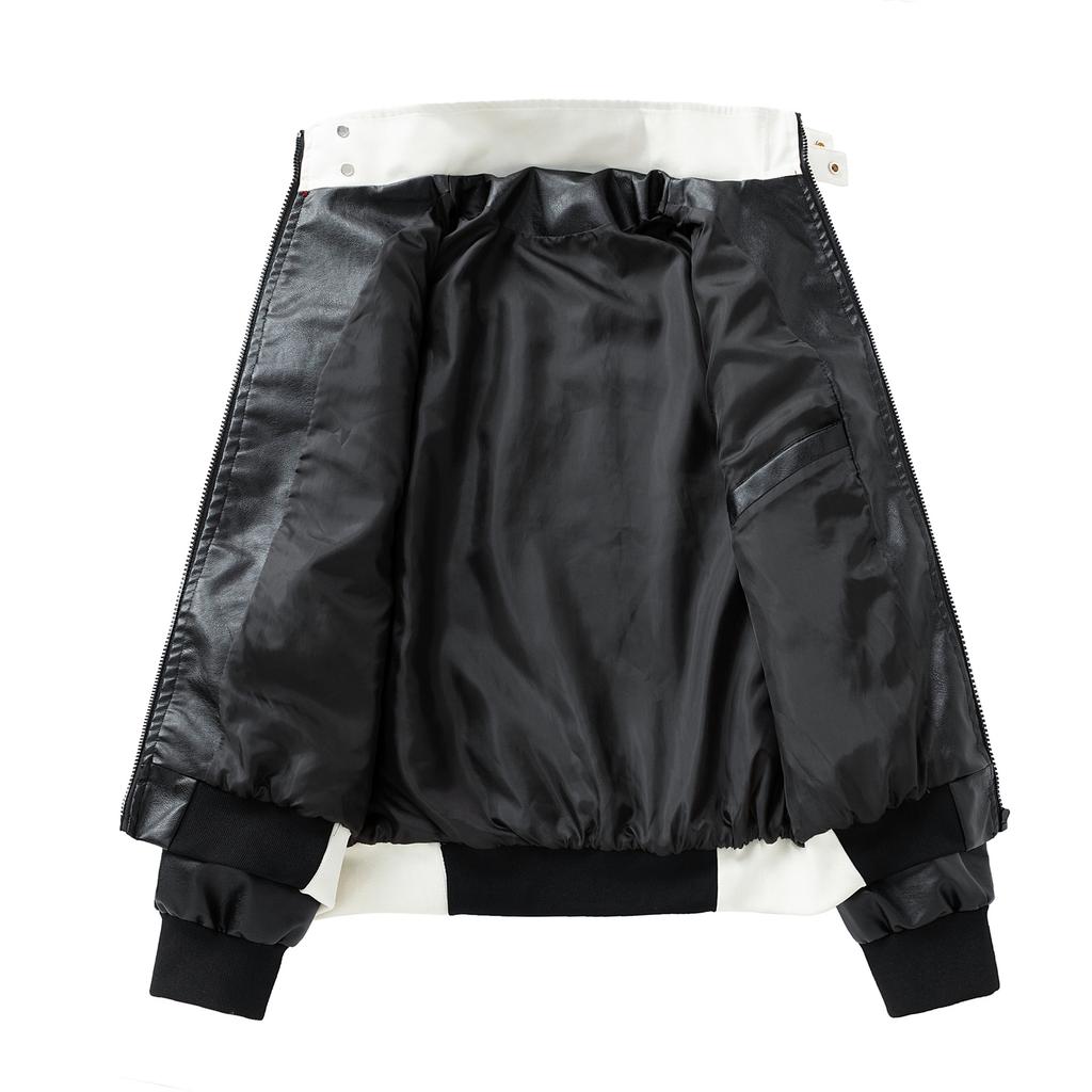 Куртка со стойкой для мужчин и женщин Кожаная куртка для мужчин Свободная Универсальная из ПУ кожи Мотоциклетный костюм Куртка пилота