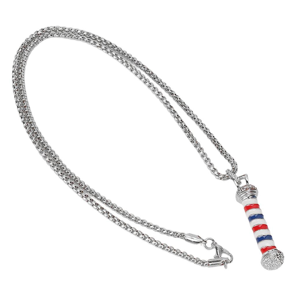 Necklace Barber Alloy Barber Shop Turn Light Pendant for Individuals and Hair SalonsSilver