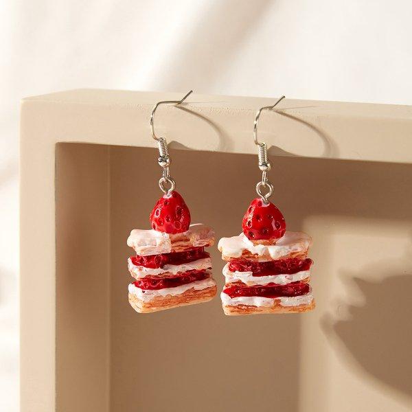 New Fruit Strawberry Earring Female Lovely Girl Simulation Red Strawberry Dangle Earrings for Women korean Fashion Jewelry