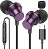 Type C Earphones Wired Deep Bass Calls Magnetic Design Compatible with iPhone16 15 Pro Max 10 Air4 5 Mini6 with Microphone Compatible with Google