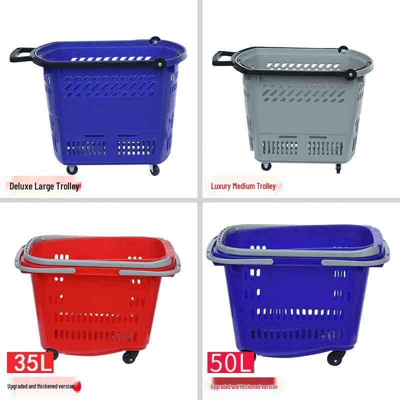 Medium Plastic Shopping Basket with Wheels