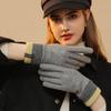 Winter Cashmere Gloves for Women's Outdoor Cycling Windproof Plush and Warm Touch Screen Knitted Wrist Gloves