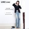 JINYUJIE Women's Loose Wide-Leg Mid-Waist Jeans