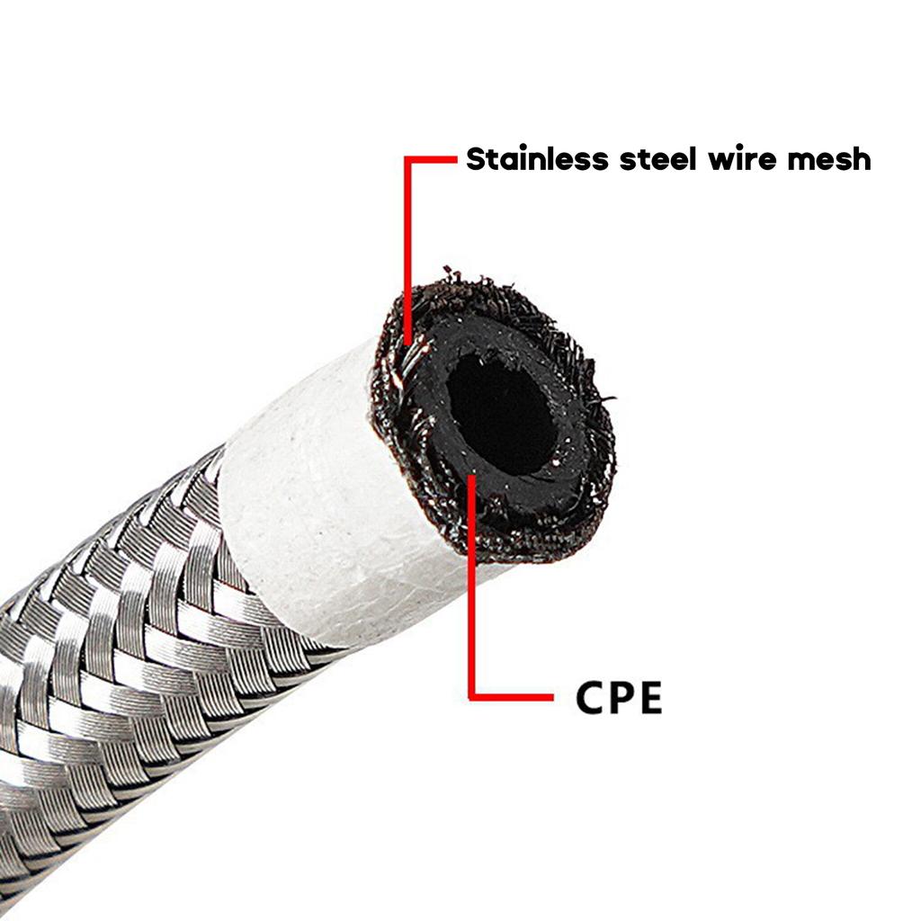 AN4 AN6 AN8 AN10 AN12 Fuel Line Hose,Nylon Braided Fuel Line Hose with Stainless Steel Mesh Reinforce Black