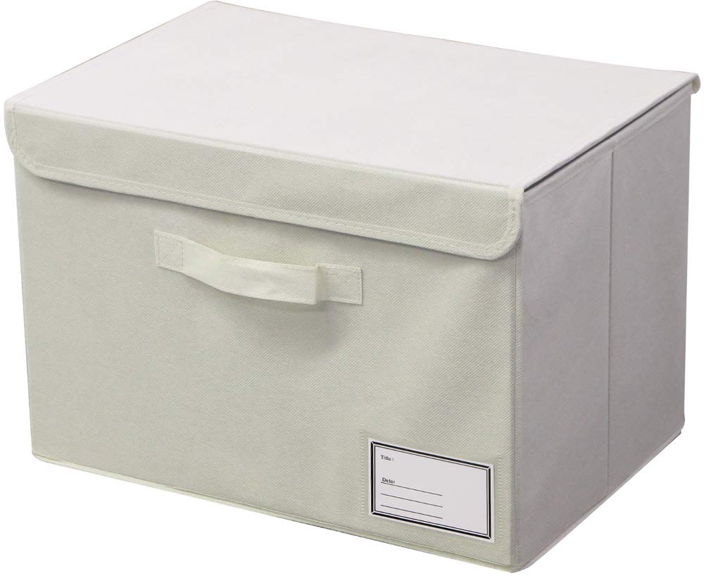 Izumi Kasei Storage Box with Lid and 38 x 26 x for use in color Label, 38cm, Ivory, 26cm, boxes.