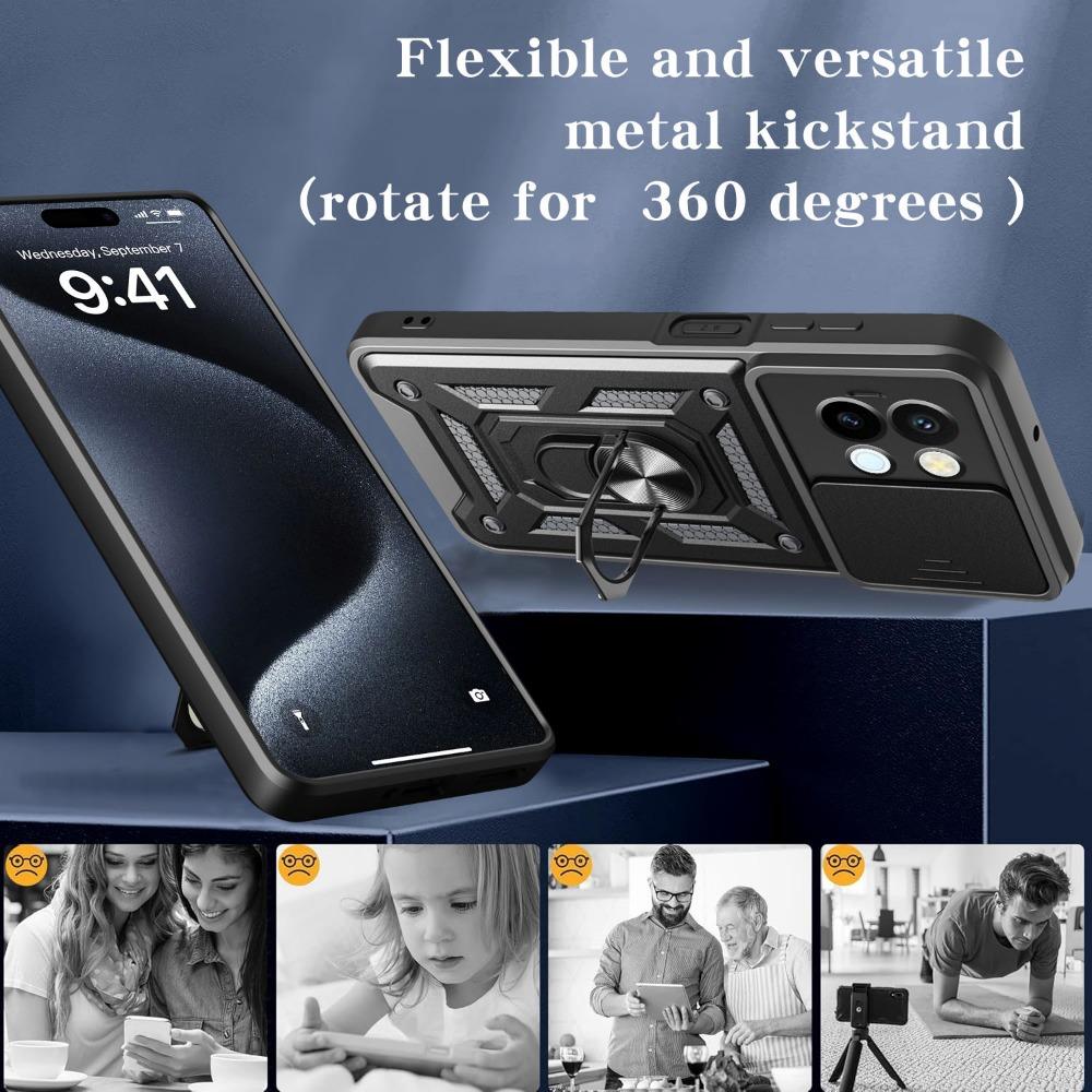 Funda for VIVO Y38 5G / T3x Case Slide Camera Protection Ring Stand Shockproof Back Cover for for VIVO T3X Y200i Capa Funda