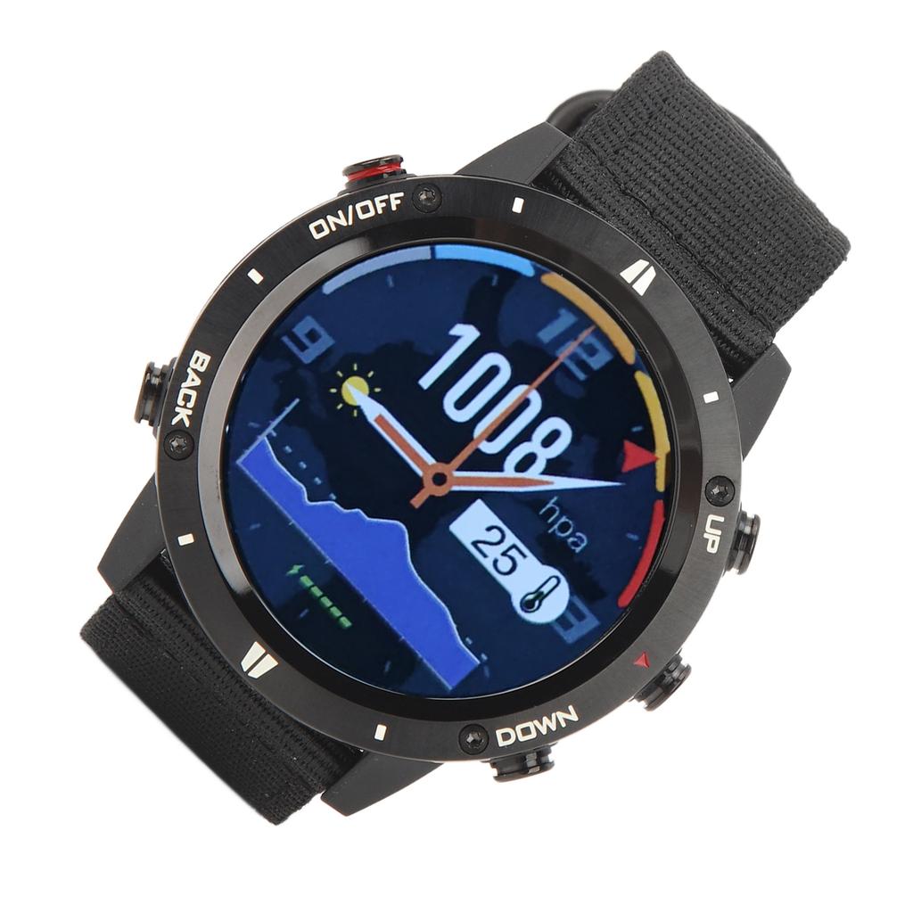 Running Swimming Sports Smart Watch 1.28in IPS TFT Compass Barometer Smart Waterproof Men Watch Black