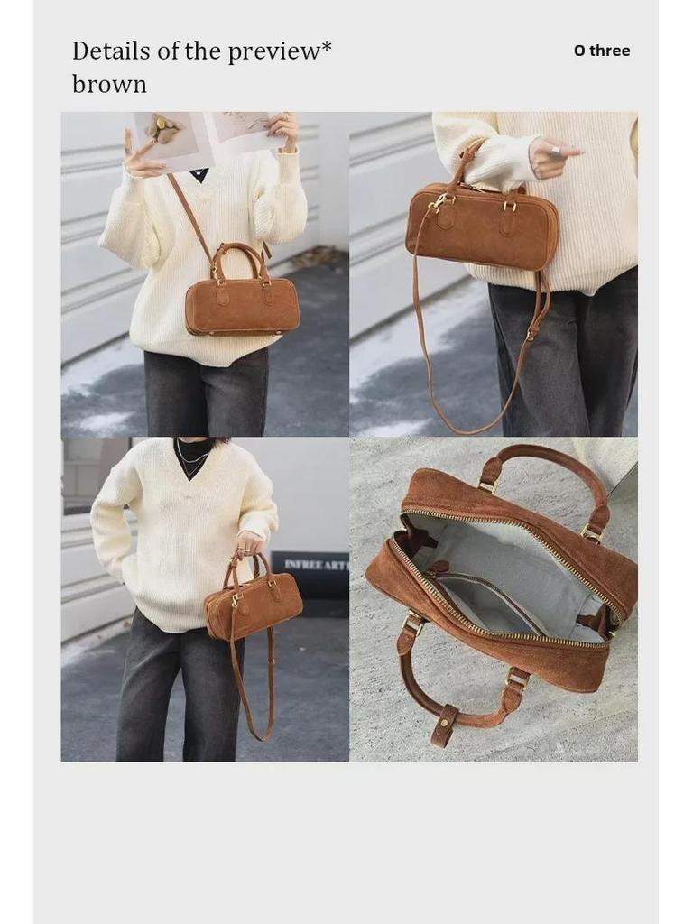 2024 Осень/Зима Натуральная Кожа Замша Портфель Тоут - Верхний Слой Коровья Кожа