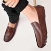 Кожаные мужские повседневные туфли удобные мужские мокасины дышащие черные туфли для вождения без застежек большие размеры 37-47 мокасины итальянские