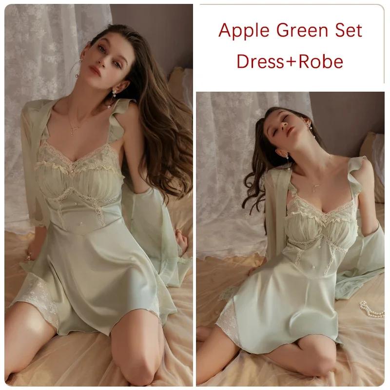 Пижама сексуальная женская ночная рубашка комплект ночная рубашка на подтяжках с бюстгальтером пижама женская сетчатый халат