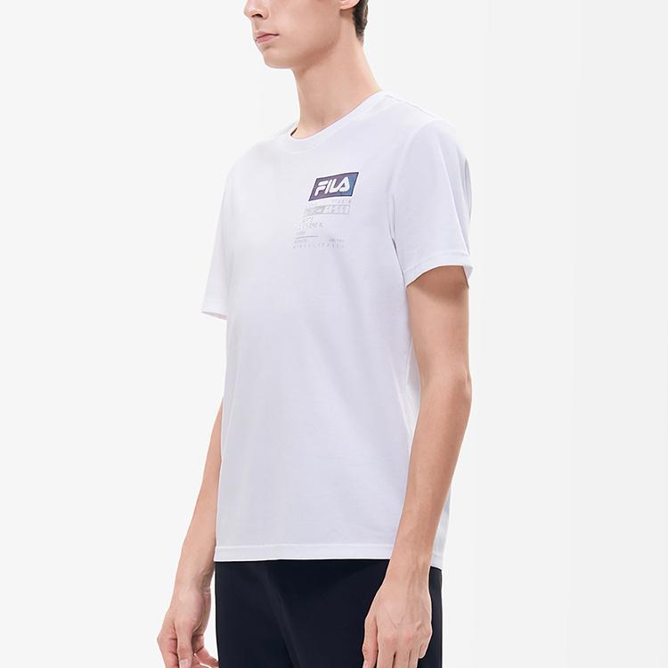 Fila Круглый вырез, вязаная, приятная к телу, модная футболка с коротким рукавом и логотипом-буквой, мужские топы, белый F11M217103F-WT