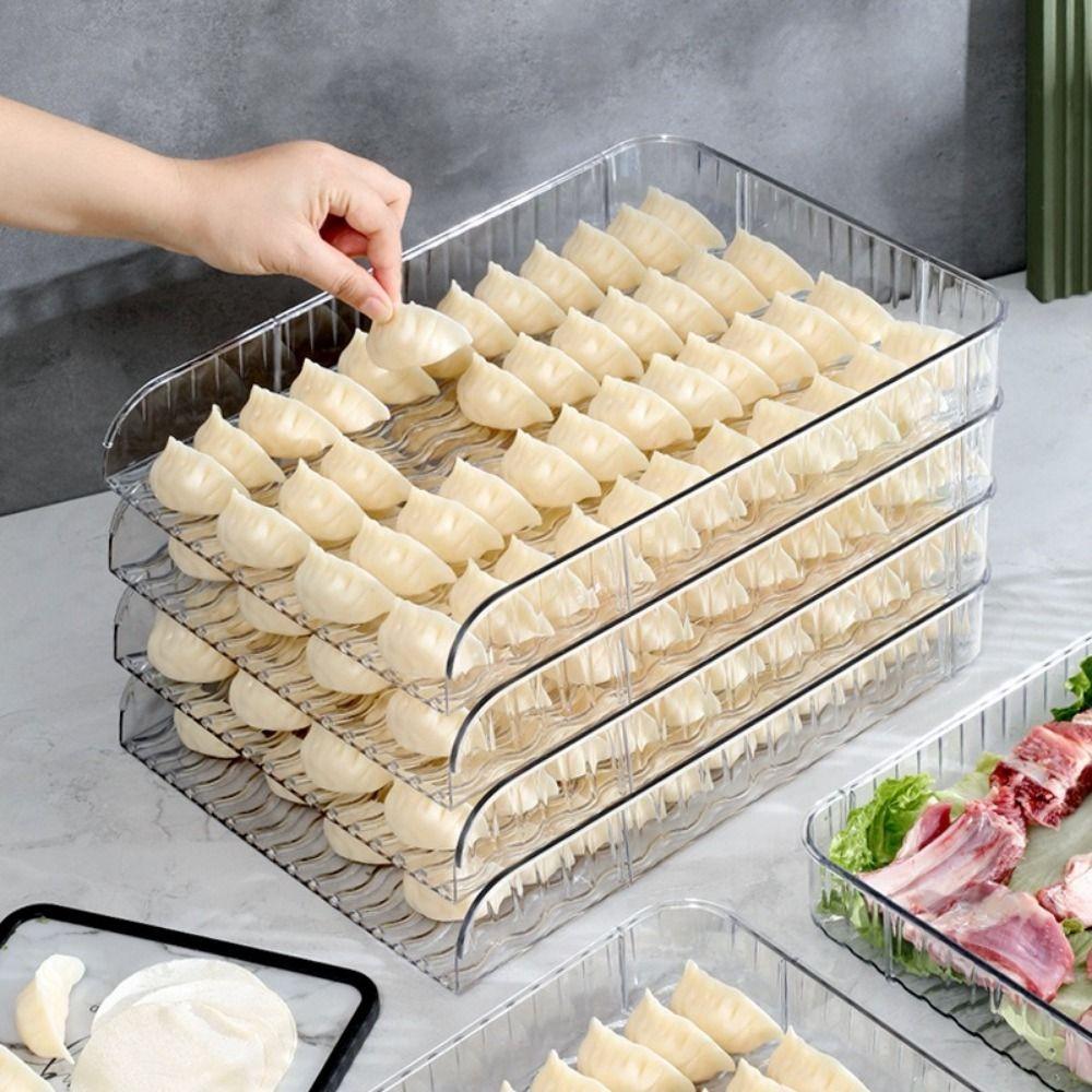 Rectangular Dumpling Cover Plate Large Capacity Dumpling Box Practical Dumpling Tray for Home