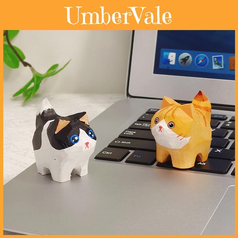 Деревянная фигурка кошки и корги, ручная работа, с резьбой, для подарка и декора дома