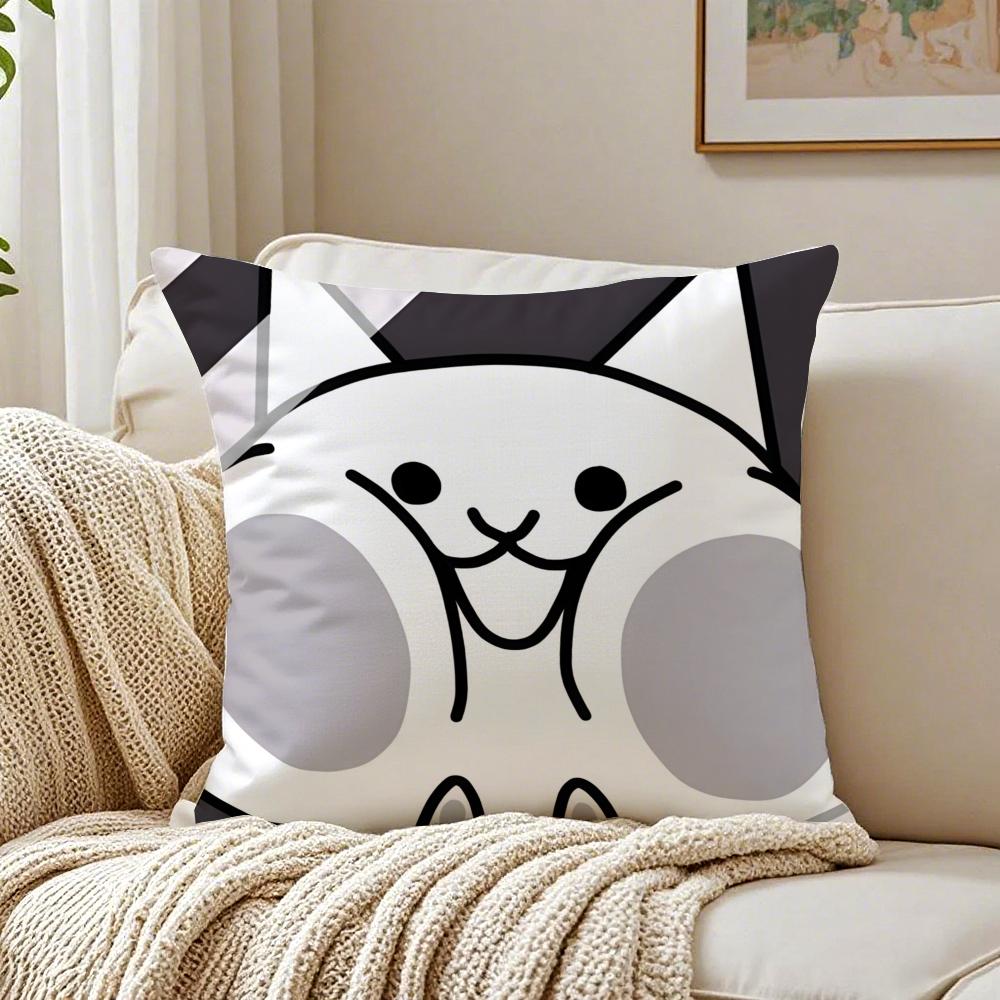 Tower Defense Japanese Game BBattle Cats Cushion Cover Pillowcase Antidustmite living Room Sofa Decor Cushion Room