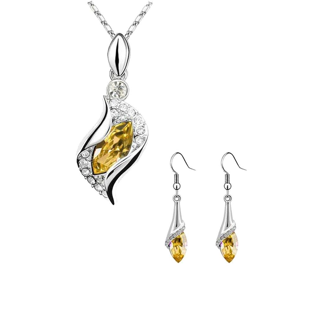 Синий длинный каплевидный австрийский кристалл модные серьги кулон ожерелье