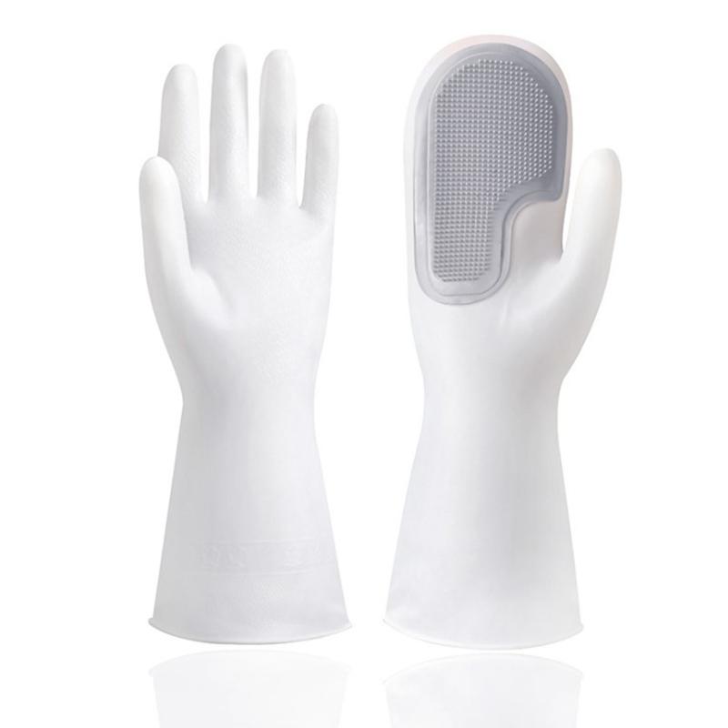 32CM Multifunctional Magic Brush Dishwashing Glove Rubber Kitchen Housework Cleaning Silicone Waterproof Gloves