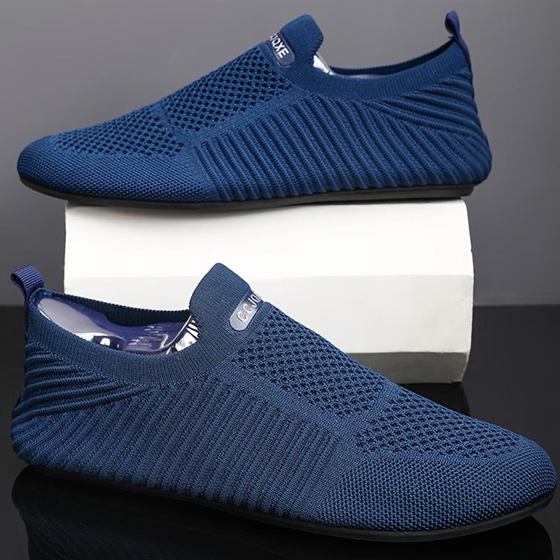 Men's Solid Color Slip On Breathable Sock Shoes, Comfy Non Slip Casual Durable Walking Shoes for Men's Outdoor Activities