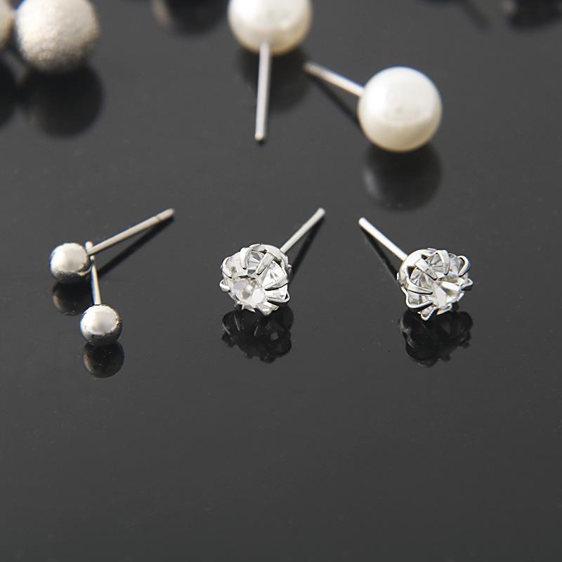 Комплект серег в корейском стиле с геометрическим жемчугом и бриллиантами в форме сердца для женщин - модный и универсальный