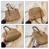 Соломенная сумка-ведро большой емкости для женщин, летняя тканая пляжная сумка-тоут с верхней ручкой, сумка-шоппер