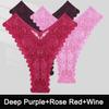 FINTOO 3PCS/Set Sexy V Waist Floral Lace Women Panties Perspective Underwear Thongs Brazilian Briefs Lingerie Comfort Female Underpants