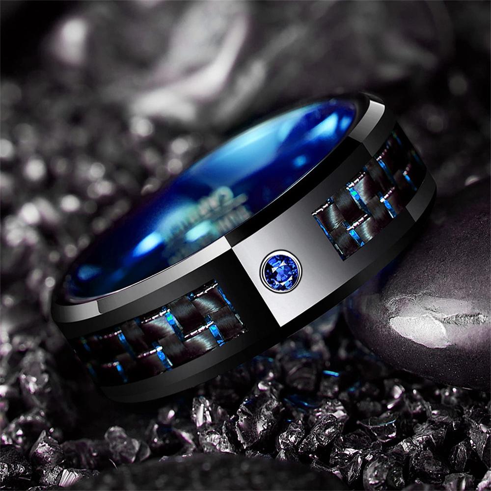 Модные мужские кольца из нержавеющей стали с кельтским драконом, инкрустированные красным, синим, зеленым карбоновым волокном и цирконом, для мужчин, обручальное кольцо, ювелирный подарок