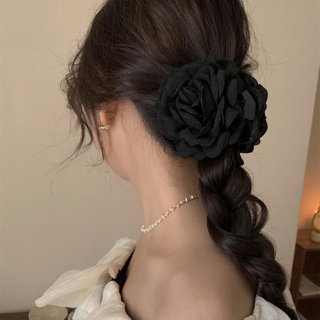 Caro 3D Rose Hair Claw Clip - 2024 High-End Floral Shark Clip for Women, Elegant Headwear