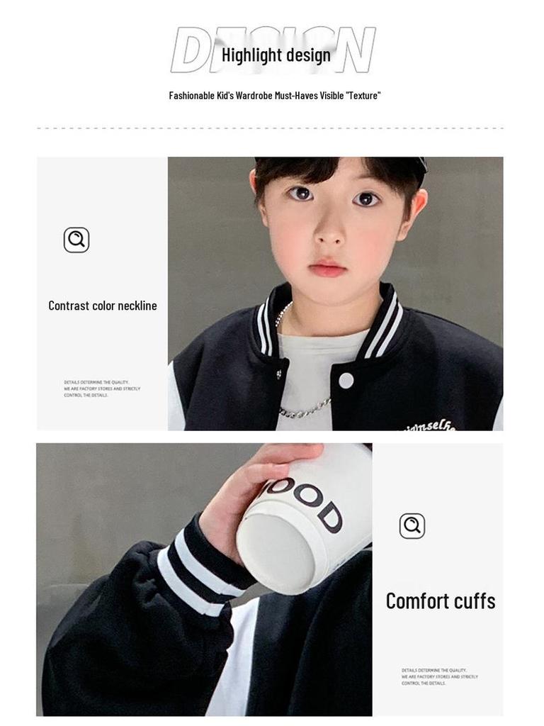 2025 Boys' Trendy Spring/Autumn Baseball Jacket Coat for Big and Middle Children
