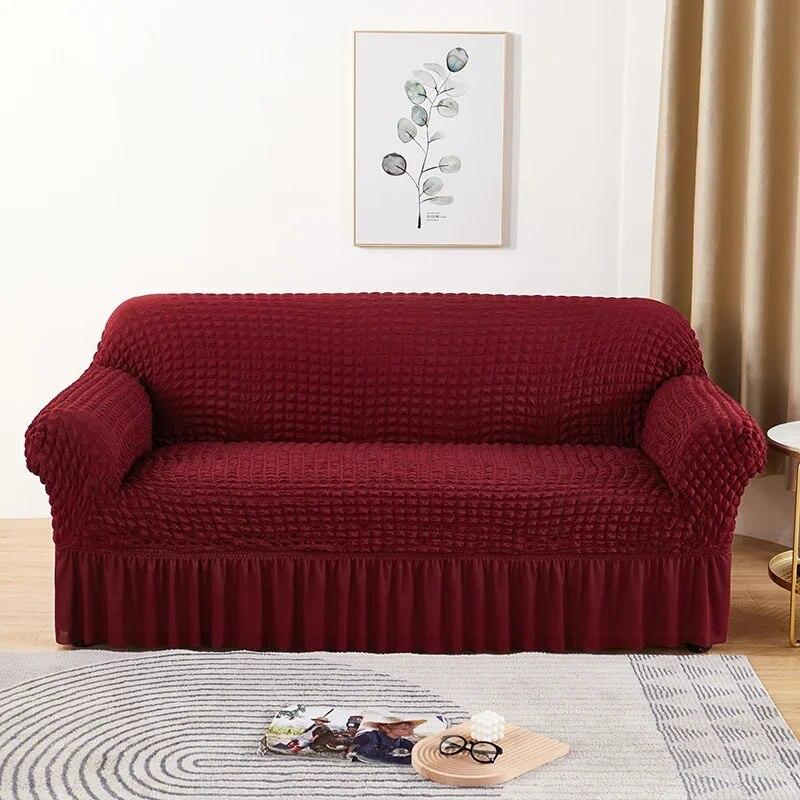 Seersucker Sofa Cover Elastic Sofa Slipcover Adjustable Sofa Cover Furniture Protector For Living Room Bedroom Office Home Decor