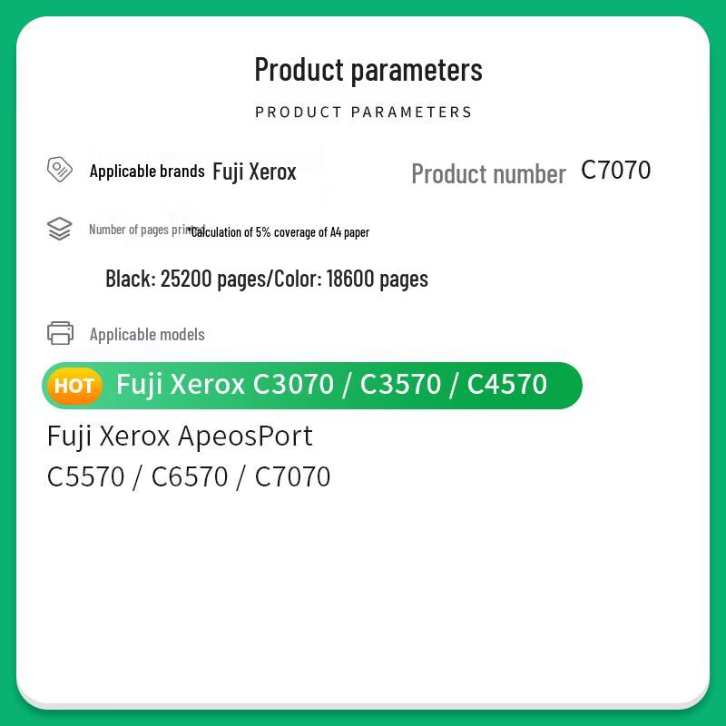 Compatible 4-Color Toner Cartridge Set for Fuji Xerox ApeosPort C3070-C7070 Series