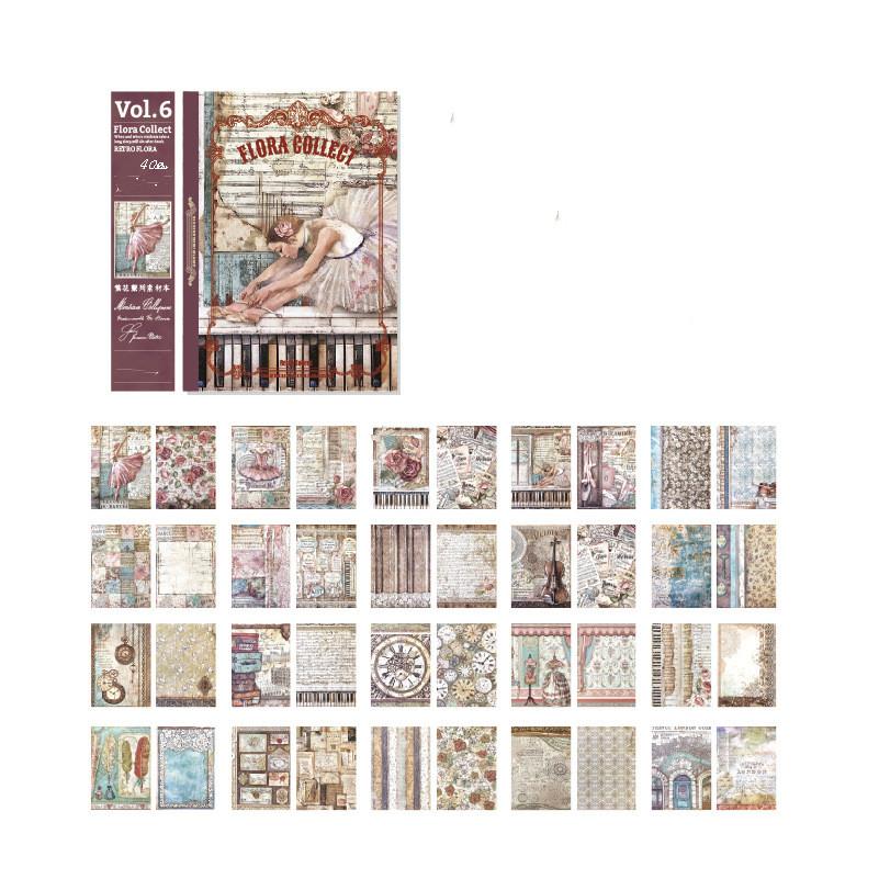 40pcs Pictures Unrepeated Large Size Vintage Material Paper Double Sided Material Book Retro Scrapbooking Journaling Decor Stationery
