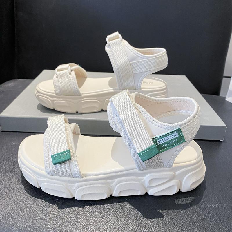 Женские летние сандалии 2025 новые ins корейская версия прилив студент простые маффины толстая подошва модные универсальные папа женские сандалии