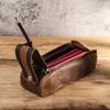 Leather Zipper Pen Pencil Case Handmade Desktop Organizer Portable Pen Pouch Holder Stationary