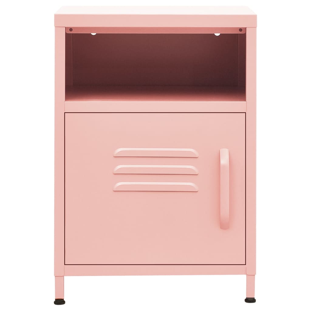 Pink Nightstand 35 x 35 x 51 cm Steel