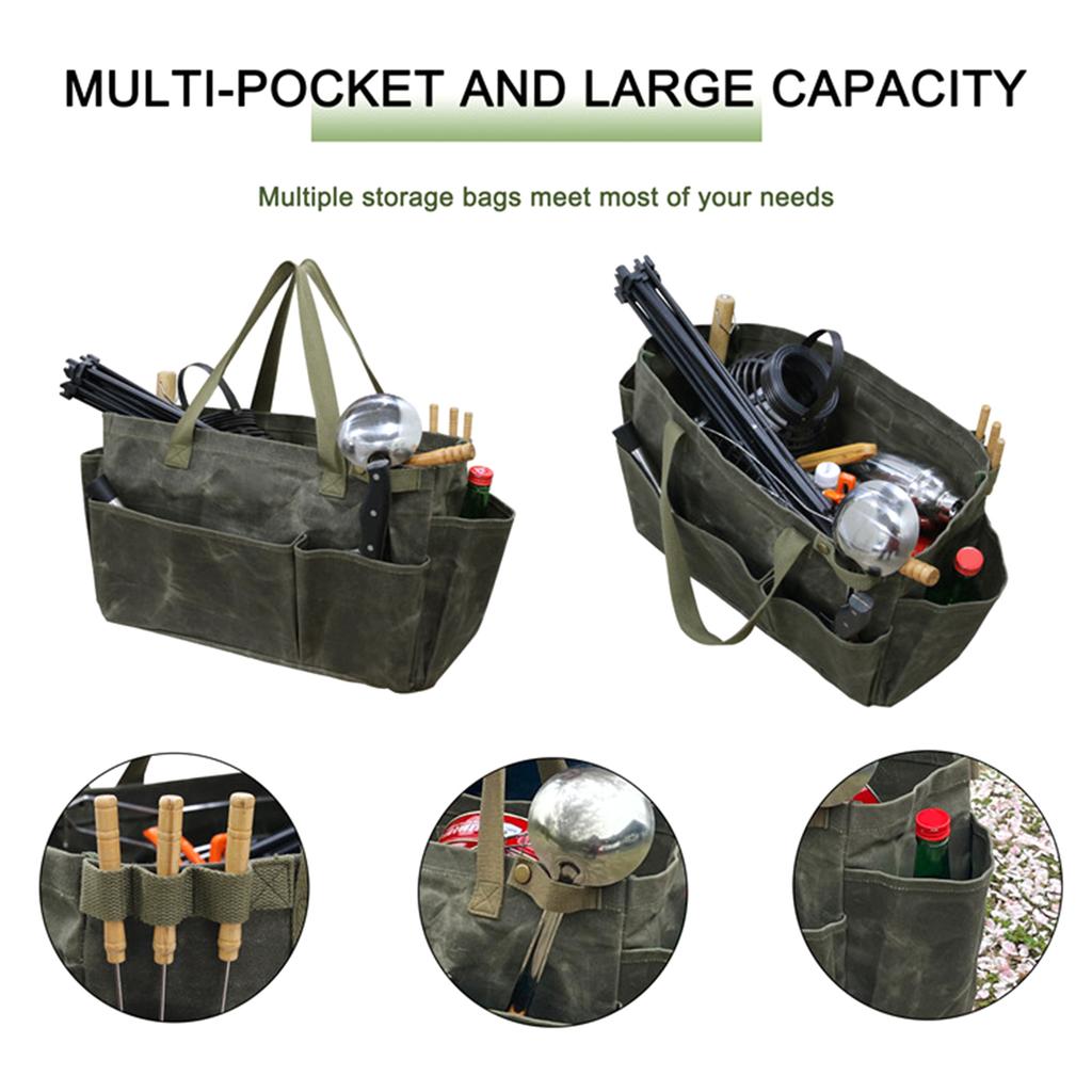 Heavy Duty Canvas Storage Bag for Outdoor Cooking Camping Pots Large Capacity Waterproof with Convenient Carry Handle