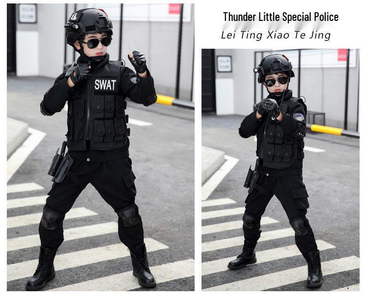 Детский полицейский костюм - Зимний бархатный наряд для выступлений для мальчиков и девочек в детском саду