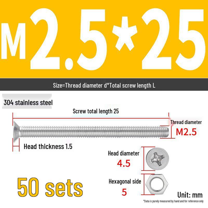 Набор Extra Long Phillips Flat Head Винтов и Гаек из Нержавеющей Стали 304 (2М, 3М, 4М)