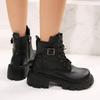 Большие размеры 43, черные армейские ботинки на платформе, женские, с металлическим декором, на шнуровке, на щиколотке, в стиле панк, с толстой подошвой, мотоциклетные ботинки