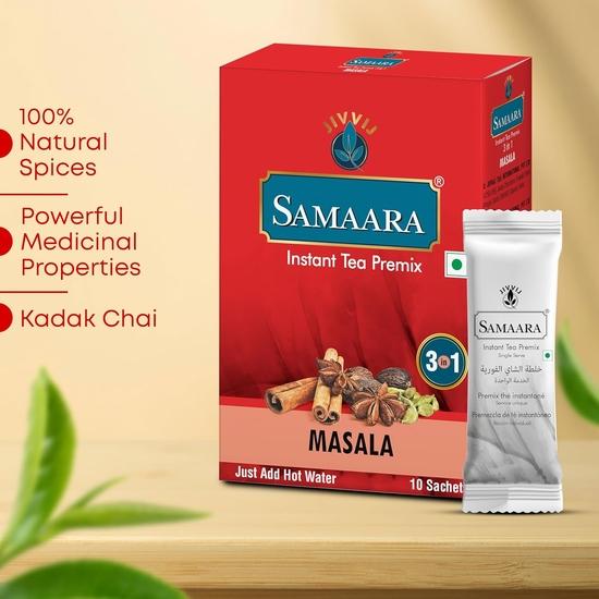 Samaara Instant Tea Premix Sachets | Masala Flavoured Assam Black Tea Powder | 10 Sachets Box 150gm